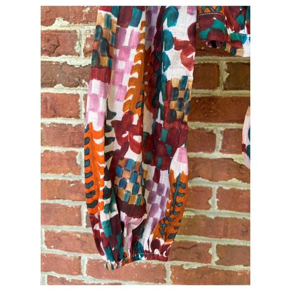 NWOT Anthropologie Versatile Abstract Top in Teal Combo  Size 4 - Picture 10 of 14